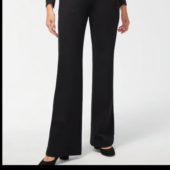 CHICOS BUTTON FLARE JULIET PULL ON SAILOR BLACK KNIT PONTE PANTS NEW 3/ 16 r - Picture 6 of 9